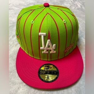 LA lakers Pinstripe Cap in Green and Pink size 8